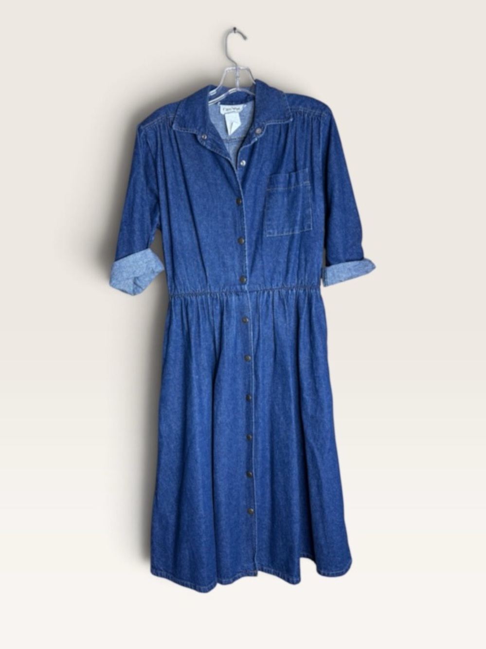 Vintage Ransom of California Denim Midi Dress M Western Prairie Snap Front